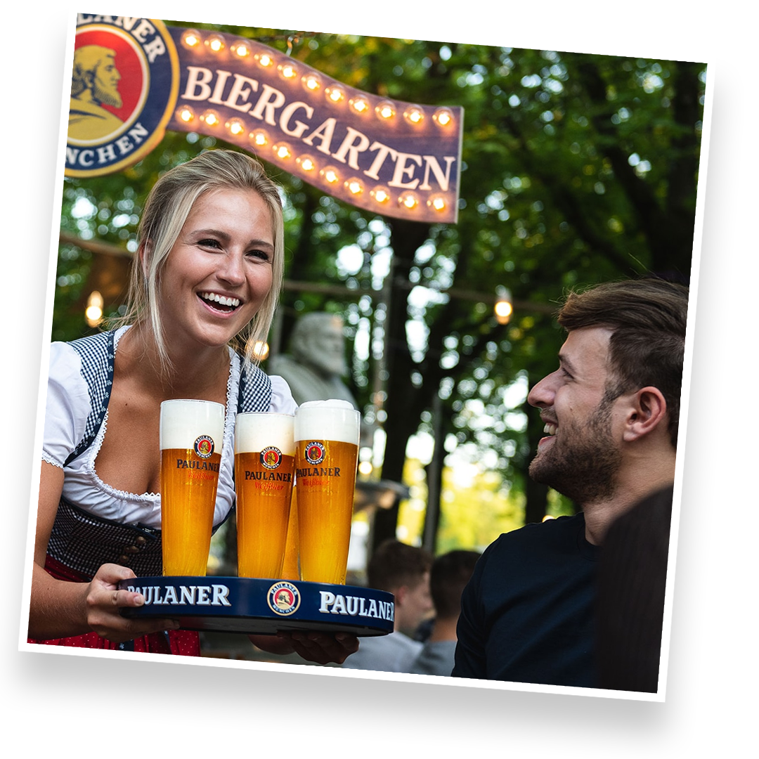Paulaner beers served at Paulaner Biergarten